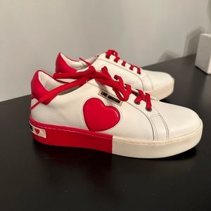 Love Moschino red & white heart sneakers